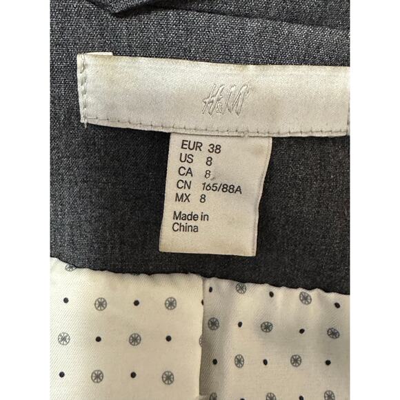 H&M gray single button long sleeves blazer size 8 - Picture 3 of 10